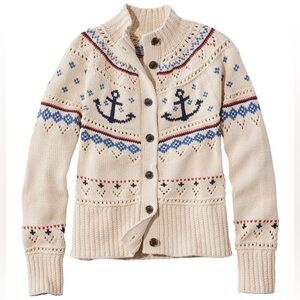 L.L. Bean Cotton Fisherman Button Down Cardigan Sweater